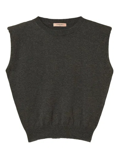Twinset Padded-shoulder Vest In Black