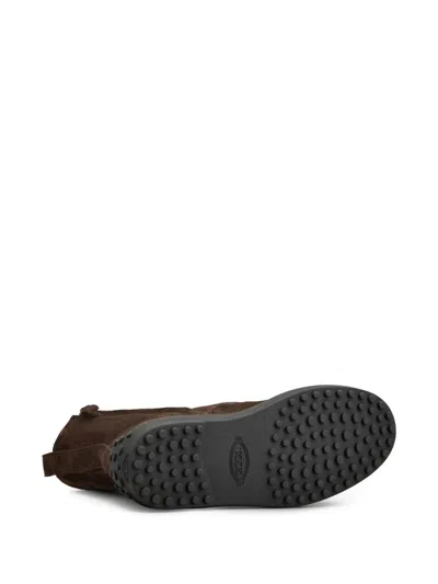 Tod's Winter Driver Sole High Lace Up Boots Shoes In Brown