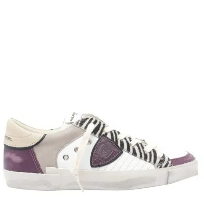 Philippe Model Low Top Leather Sneakers With Contrast Panels In Multi