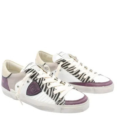 Philippe Model Low Top Leather Sneakers With Contrast Panels In Multi