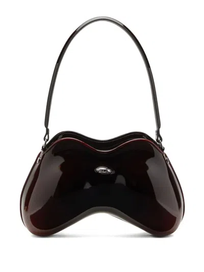 Diesel Womens Ha930 Double-d Faux Patent-leather Shoulder Bag In Red