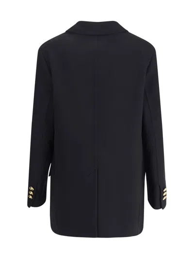 Versace Wool And Cachemire Double-breasted Coat In Blue