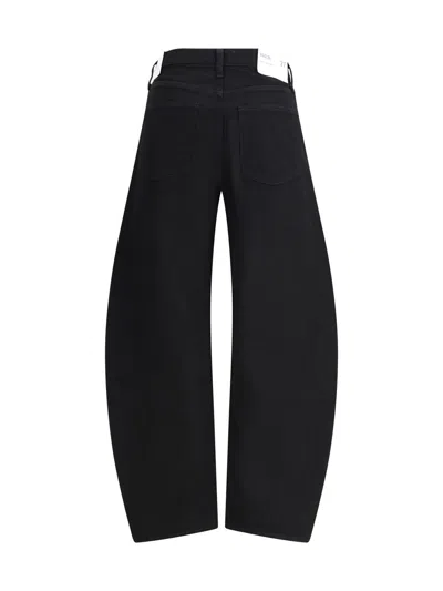 Agolde Denim Trousers With Belt Loops In Black