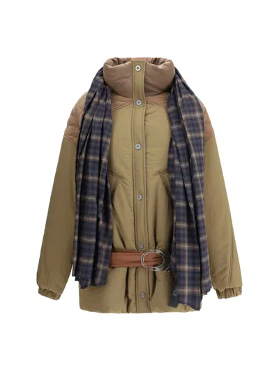 Marbell Amy Scarf-detail Padded Jacket In Brown