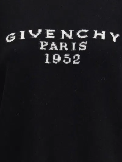 Givenchy Wool Blend Crew Neck Sweater With Ribbed Cuffs And Hem In Black