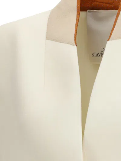 Di Stavnitser Contrast-collar Button Coat In White