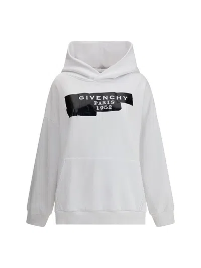 Givenchy Logo Printed Drawstring Hoodie In White