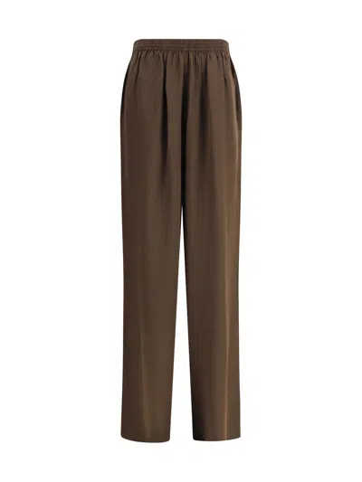 Petar Petrov Silk Wide Leg Pants In Brown