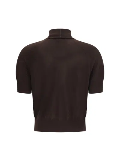 Petar Petrov Short-sleeve Turtleneck Top In Brown