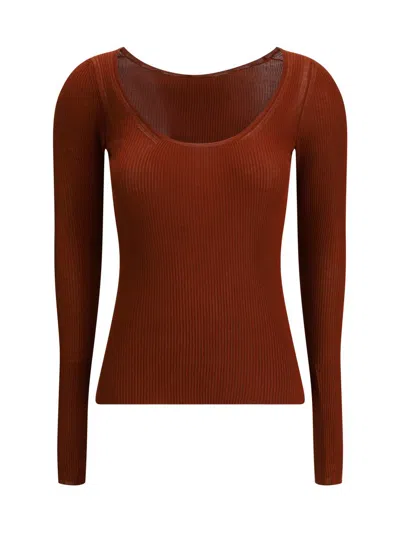 Petar Petrov Ribbed Fitted Top In Brown