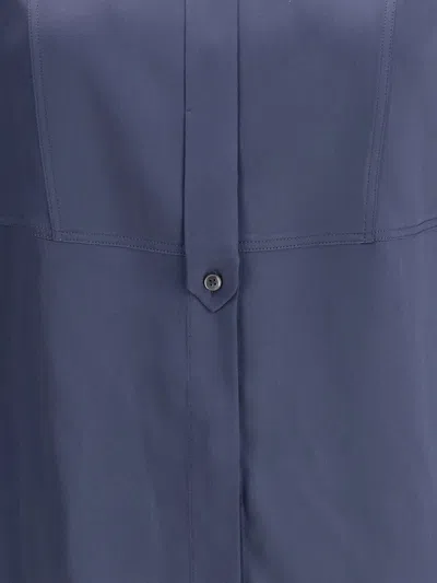 Brunello Cucinelli Long-sleeve Silk Shirt In Blue