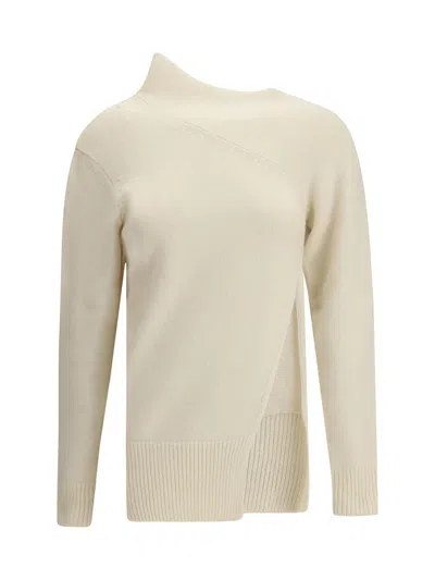 Di Stavnitser Asymmetric High-neck Sweater In White