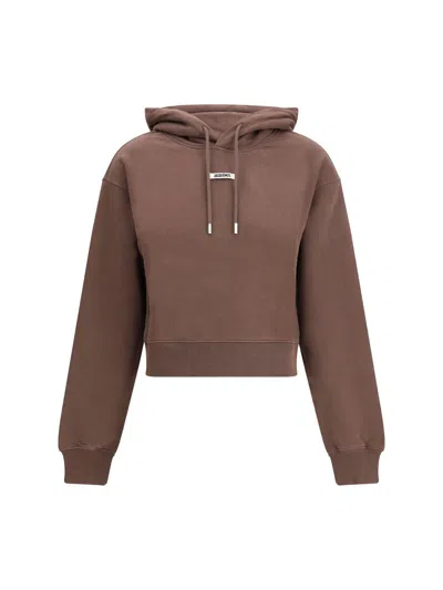 Jacquemus Brown Gros Grain Hooded Sweatshirt In Brown