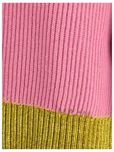 Marni Crewneck Hood Kangaroo Pocket Long Sleeves Ribbed Cuffs In Pink