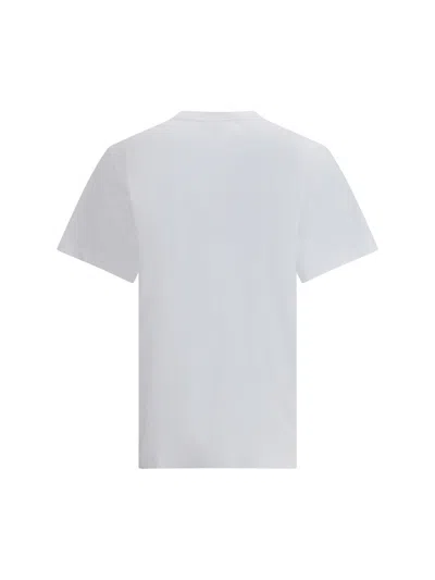 Ganni White Crewneck T-shirt With Maxi Logo On The Front In Cotton Jersey Woman In Multi
