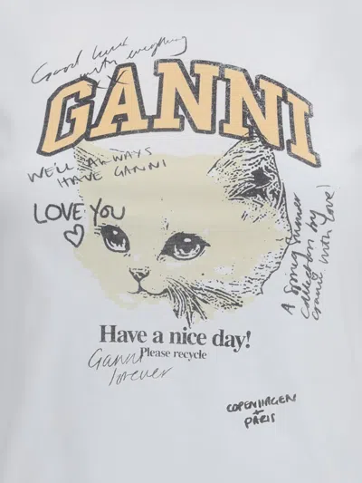 Ganni Women White Crewneck T-shirt With Maxi Logo On The Front In Cotton Jersey Woman In White