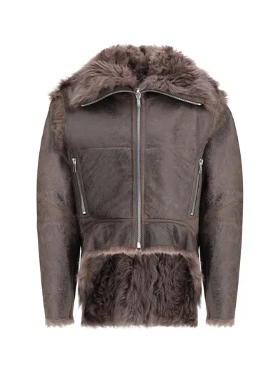 Rick Owens Brown Jacket With Reversible Design And Asymmetric Hem In Leather Woman In Brown