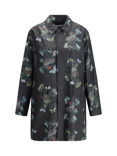 Undercover Waxed Cotton Raincoat In Black