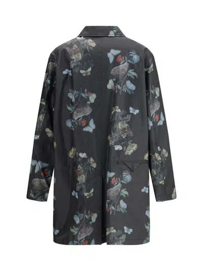 Undercover Waxed Cotton Raincoat In Black