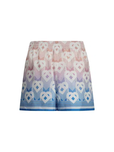 Casablanca Women Gradient Heart Monogram Silk Shorts In Multi