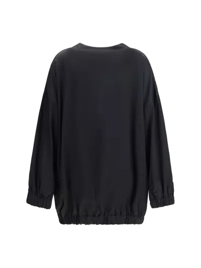 Sa Su Phi V-neck Balloon-sleeve Bomber Jacket In Black