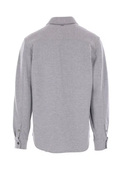 Agnona Pointed-collar Flap-pocket Shirt In Gray