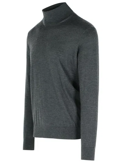 Zegna Cashmere Silk Turtleneck Knit Sweater In Gray