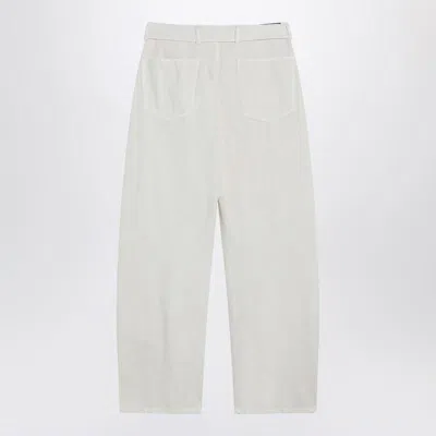 Lemaire Cream Trousers With Belt In Blue