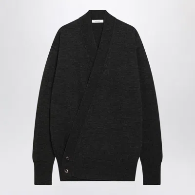 Lemaire Hooded Wrap Cardigan Button Detail In Black