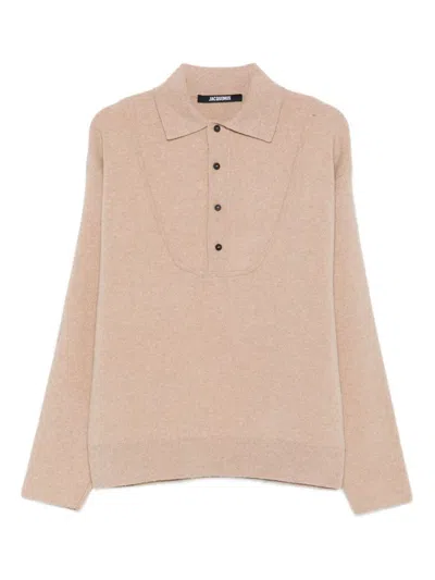 Jacquemus Beige Merino Wool And Cashmere Sweater In Brown