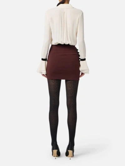 Elisabetta Franchi Camisole Shirt With Layered Ruffle Cuffs In Neutral