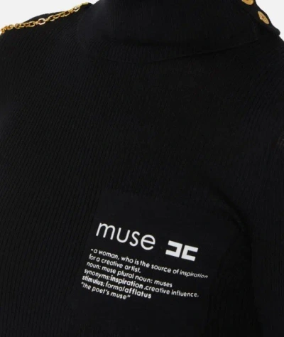 Elisabetta Franchi Turtleneck Knitted Top In Black