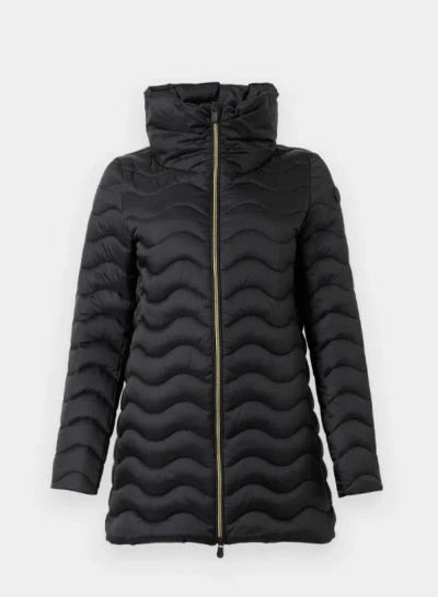 Save The Duck Livette Wavy Quilted Water Repellent Puffer Jacket In Black