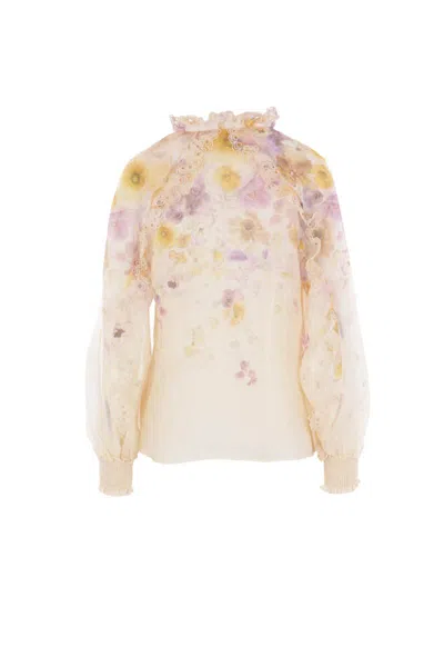 Zimmermann Memento Ruffled Floral-print Blouse In White