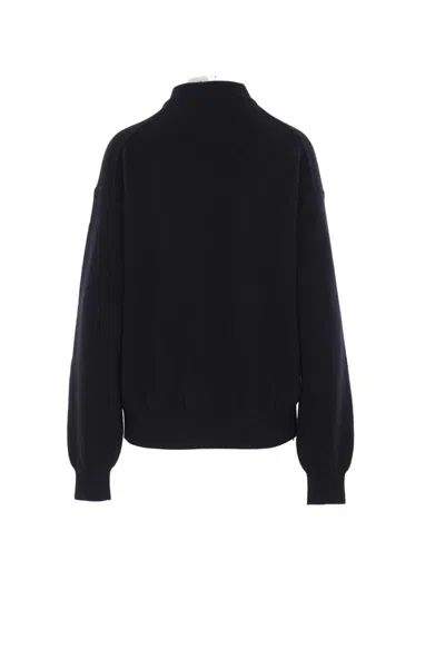 Alexander Wang Black Stretch Wool Blend Polo Shirt In Black