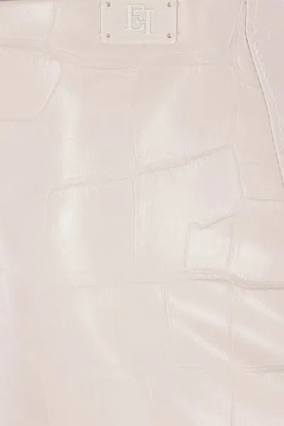 Elisabetta Franchi Crocodile-effect Zip-front Skirt In Neutral