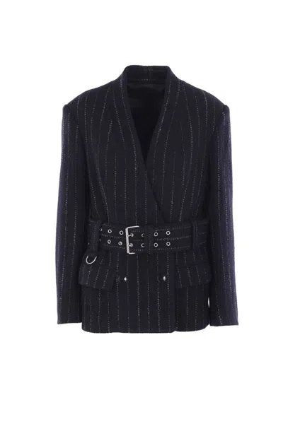 Isabel Marant Fyma Chalk Stripe Virgin Wool Blazer In Blue