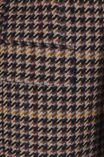 Saint Laurent Brown Double-breasted Jacket With Notched Revers And All-over Check Motif In Wool Woman In Gray