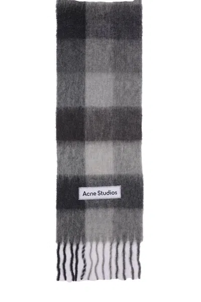 Acne Studios Fringed Scarf Scarves And Foulards Black In Blue