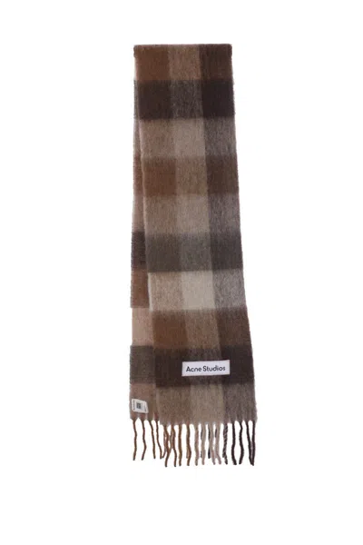 Acne Studios Fringed Scarf Scarves And Foulards Brown In Multi