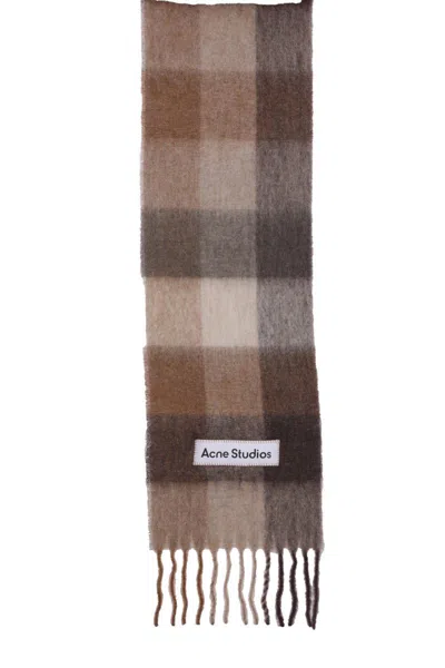 Acne Studios Fringed Scarf Scarves And Foulards Brown In Multi