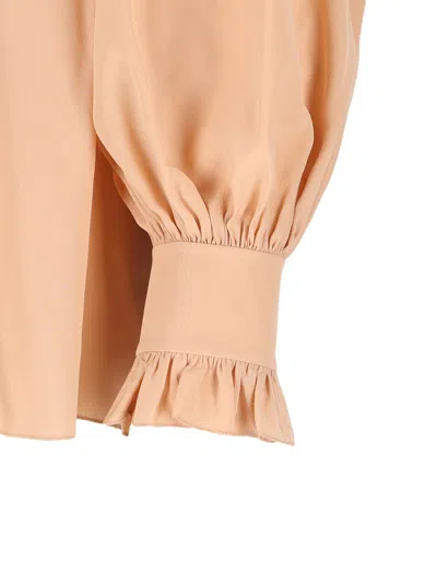 Chloé Sand Brown Oversized Ruffle Top In Nude