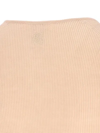Chloé Henley Ribbed Button-front T-shirt In Gray