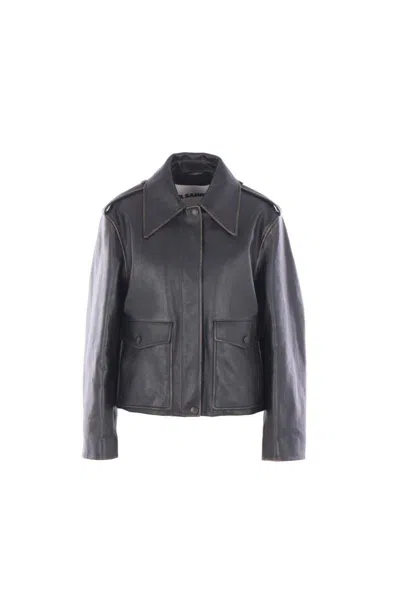 Jil Sander Long-sleeved Casual Jacket In Black