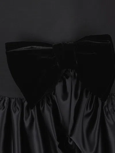 Valentino Velvet Bow Ruffle Short-sleeve Mini Dress In Black