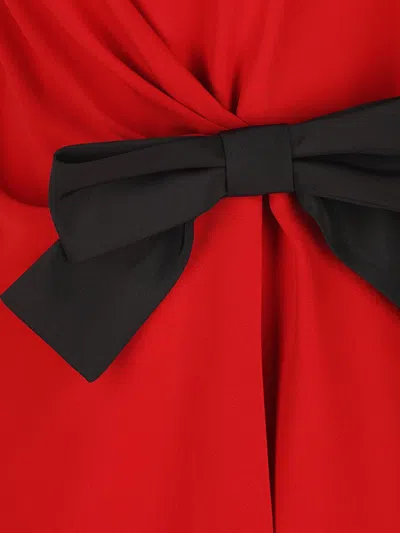 Valentino Draped Wrap Bow Mini Dress In Red