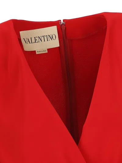 Valentino Draped Wrap Bow Mini Dress In Red