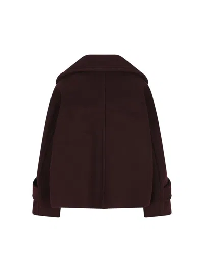 Chloé Double-breasted Short Coat Coats And Trench Coats Bordeaux In Brown