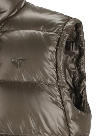 Prada Re-nylon Down Jacket In Gray