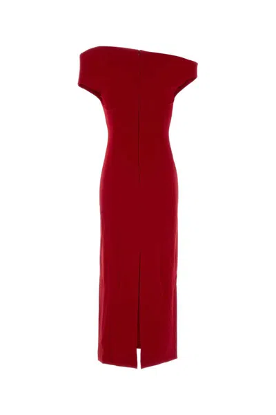 Magda Butrym One-shoulder Stretch-wool Crepe Midi Dress In Burgundy